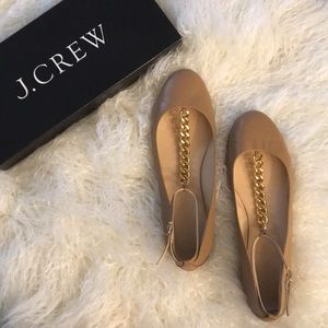 JCrew Jayne T-Strap Ballet Flats Size 8 Beige
